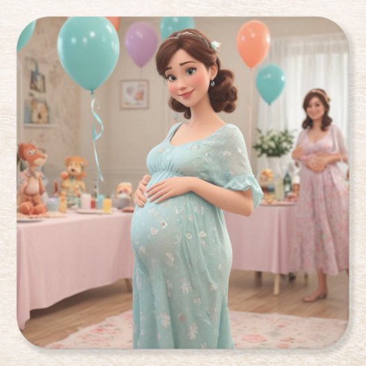 ベビーシャワー スクエアペーパーコースター (正面)
