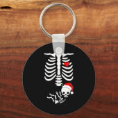 ベビーシャワー スケルトン クリスマス サンタ 妊娠 発表 キーホルダー (正面)