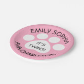 ベビーシャワー – ツインガールズ – ポープリントテーマ ペーパープレート (アングル)