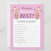 ベビーシャワー。テディバルーン 女の子がママを知っている 招待状 (正面)