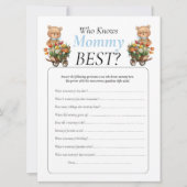 ベビーシャワー テディ フラワーボーイ 誰がママを知っているのか 招待状 (正面)