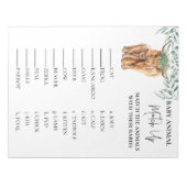 ベビーシャワー ハイランド牛 マッチアップ ユーカリ ノートパッド (正面)