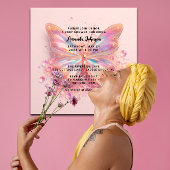 ベビーシャワー バタフライ ガール ピンク クリスタル ダイヤモンド 招待状