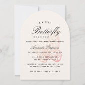 ベビーシャワー バタフライ ピンク ベージュ 女の子 招待状 (正面)