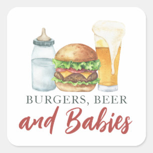 ベビーシャワー バーガー ビール スクエアシール