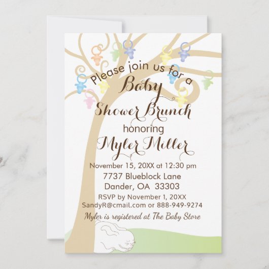 ベビーシャワー パシうさぎ 招待状 (正面)