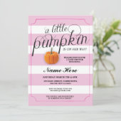 ベビーシャワー パンプキン ピンク 女の子 秋の招待状 招待状 (スタンド正面)