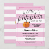 ベビーシャワー パンプキン ピンク 女の子 秋の招待状 招待状 (正面/裏面)