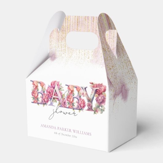 ベビーシャワー パーソナライズ フラワーレター フェイバーボックス (正面サイド)