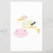 ベビーシャワー ビンゴ ピンク ストーク 女の子 ゲーム カード (裏面)