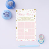 ベビーシャワー ビンゴ、偽の紙吹雪、ピンク、ゴールド チラシ (シングル)