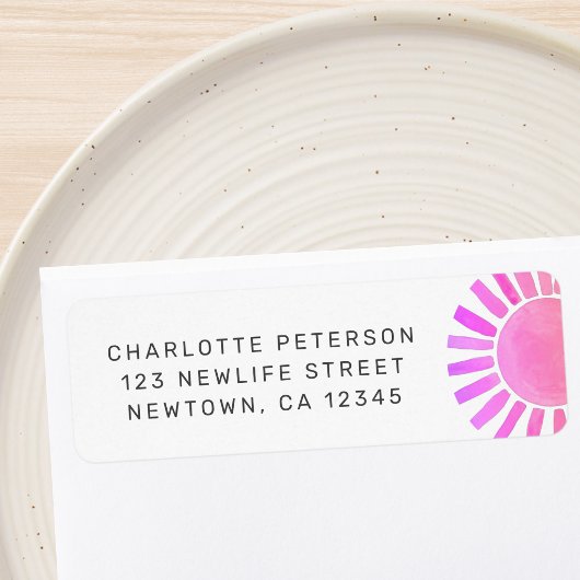 ベビーシャワー ピンクの太陽 返信住所 ラベル