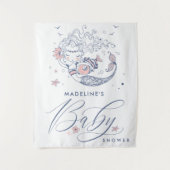 ベビーシャワー | ピンクの小さな女の子マーメイドタペストリー タペストリー (正面)