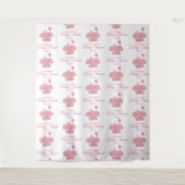 ベビーシャワー ピンクの象 | ステップアンドリピート タペストリー (正面)