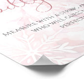 ベビーシャワー ピンクの雪の結晶 ママのお腹はどれくらい？ ポスター (角)