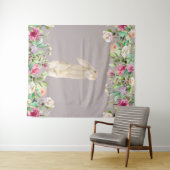 ベビーシャワー ピンク フラワー ウサギ イースター 春 タペストリー (インサイチュ(横))