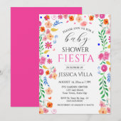 ベビーシャワー フィエスタ フローラル ピンク パーティー 招待状 (正面/裏面)