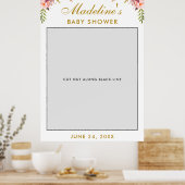 ベビーシャワー フォトブース プロップ | ゴールド ピンク フラワーズ ポスター (キッチン)