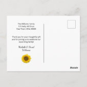 ベビーシャワー フォト シンプルなひまわり お礼 ポストカード (裏面)