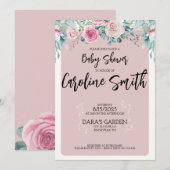 ベビーシャワー フラワーブラッシュ ご招待状 招待状 (正面/裏面)