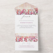 ベビーシャワー&ブックスベビーフローラピンク金ゴールド オールインワン招待状 (内側)