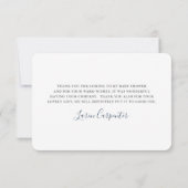 ベビーシャワー ブルー 水彩 花柄 感謝カード (裏面)