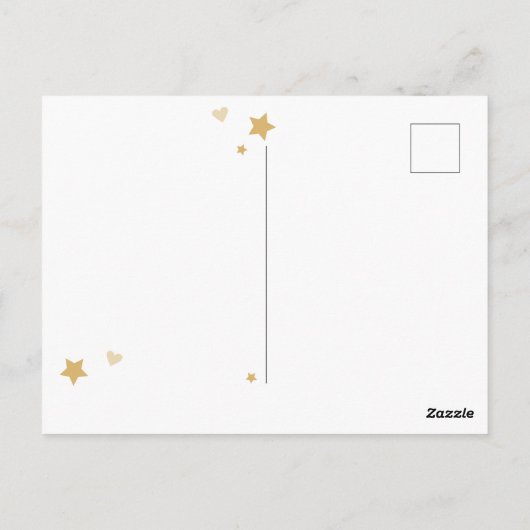 ベビーシャワー |ベビーピンクの月と星のはがき ポストカード (裏面)