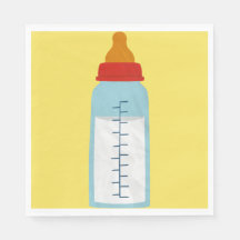 ベビーシャワー – ベビーボトルオンイエローランチョン