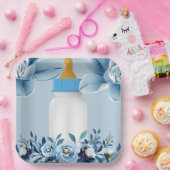 ベビーシャワー – ベビーボトル – フラワーランチ ペーパープレート (パーティー)