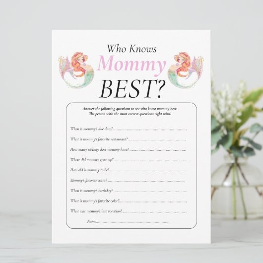 ベビーシャワー マーメイド アンダーザシー ノウズ マミー 招待状 (スタンド正面)