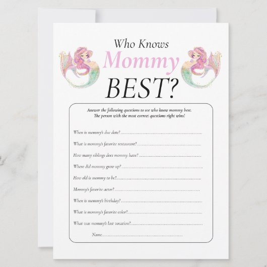 ベビーシャワー マーメイド マミー 赤ちゃん 海の下 招待状 (正面)