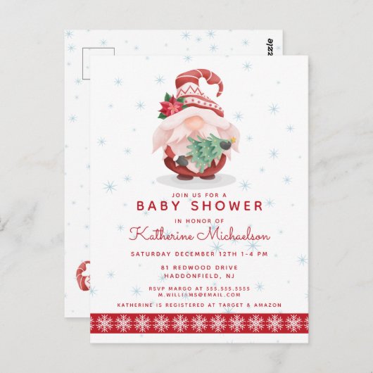 ベビーシャワー |メリークリスマスプレイド格言はがき ポストカード (正面/裏面)