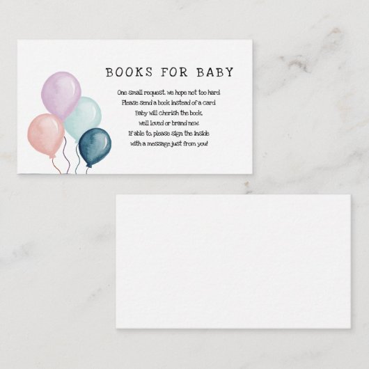 ベビーシャワー(メール)が本の格納装置カードを送る エンクロージャーカード (正面/裏面)