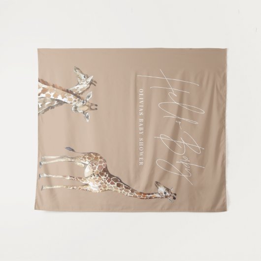 ベビーシャワー モダンなギザフエレガント タイポグラフィ テープ タペストリー (正面(横))