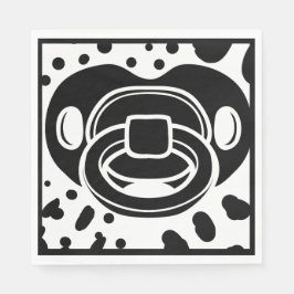 ベビーシャワー - モノクロ - おしゃぶり スタンダードランチョンナプキン