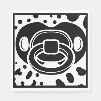 ベビーシャワー - モノクロ - おしゃぶり スタンダードランチョンナプキン