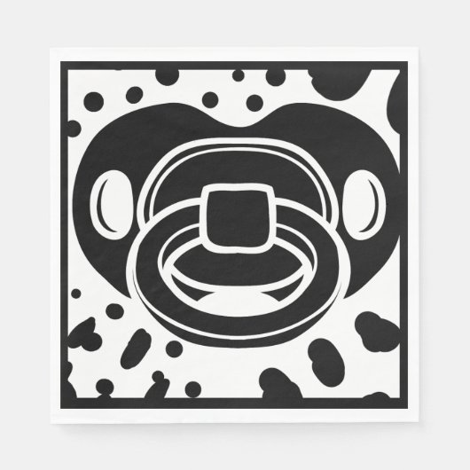 ベビーシャワー - モノクロ - おしゃぶり スタンダードランチョンナプキン (正面)