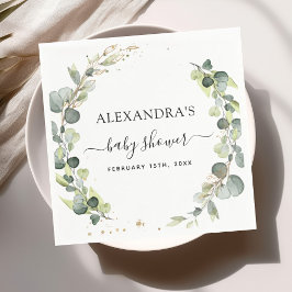 ベビーシャワー　ユーカリグリーン　ボヘミア　ラスティック スタンダードカクテルナプキン