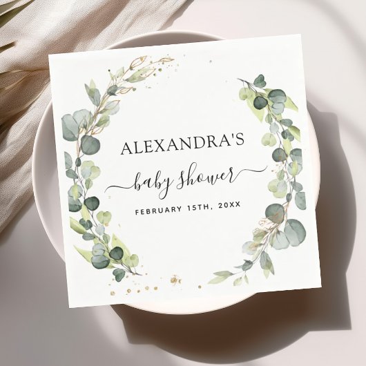 ベビーシャワー　ユーカリグリーン　ボヘミア　ラスティック スタンダードカクテルナプキン