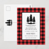 ベビーシャワー | ラスティック フォレスト バッファロー チェック ポストカード (正面/裏面)