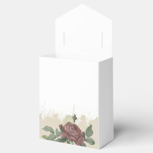 ベビーシャワー ラスティック フラワーブラッシュ ワインレッド ジオメトリック フェイバーボックス (オープン)