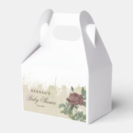 ベビーシャワー ラスティック フラワール ゴールド ジオメトリック バーガンディ フェイバーボックス