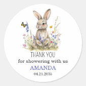 ベビーシャワー ワイルドフラワーのあるサムバニー ステッカー (正面)