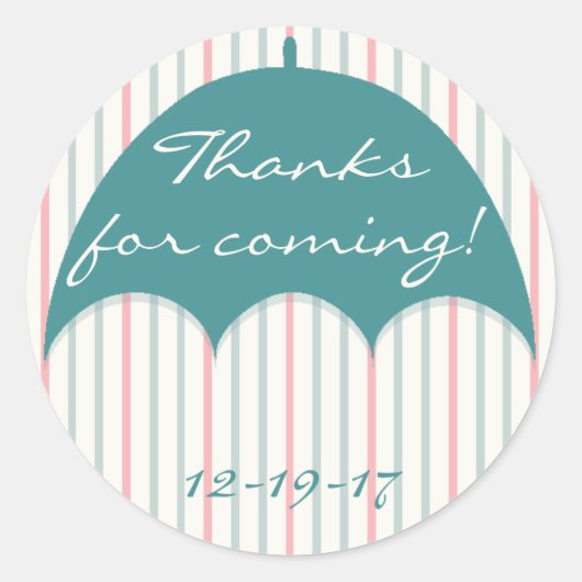 ベビーシャワー「傘」シール1 1/2"または3" ラウンドシール (正面)