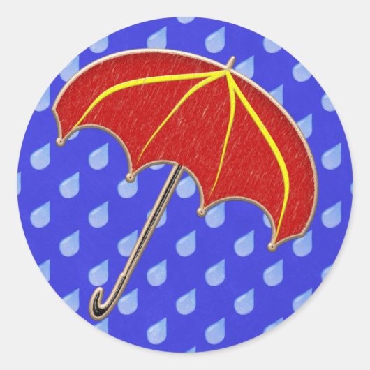 ベビーシャワー – 傘：招待状封筒用シール ラウンドシール (正面)