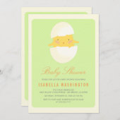 ベビーシャワー|卵から黄色いベビーの雛がふ化 招待状 (正面/裏面)