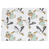 ベビーシャワー/大きい誕生のギフトバッグ-光沢のある ラージペーパーバッグ (正面)