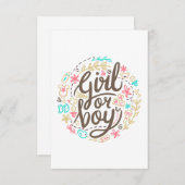 ベビーシャワー　女の子？それとも男の子？ サンキューカード (正面/裏面)