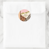 ベビーシャワー 女の子 ピンク サファリ プリント テーマパーティー ラウンドシール (バッグ)