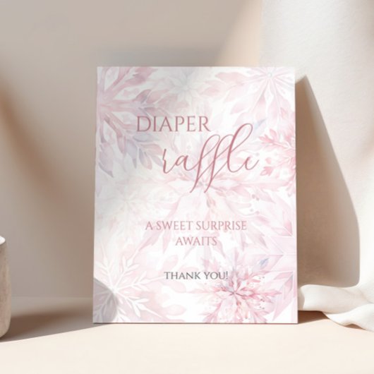 ベビーシャワー 女の子 ピンク 雪の結晶 おむつくじ ポスター